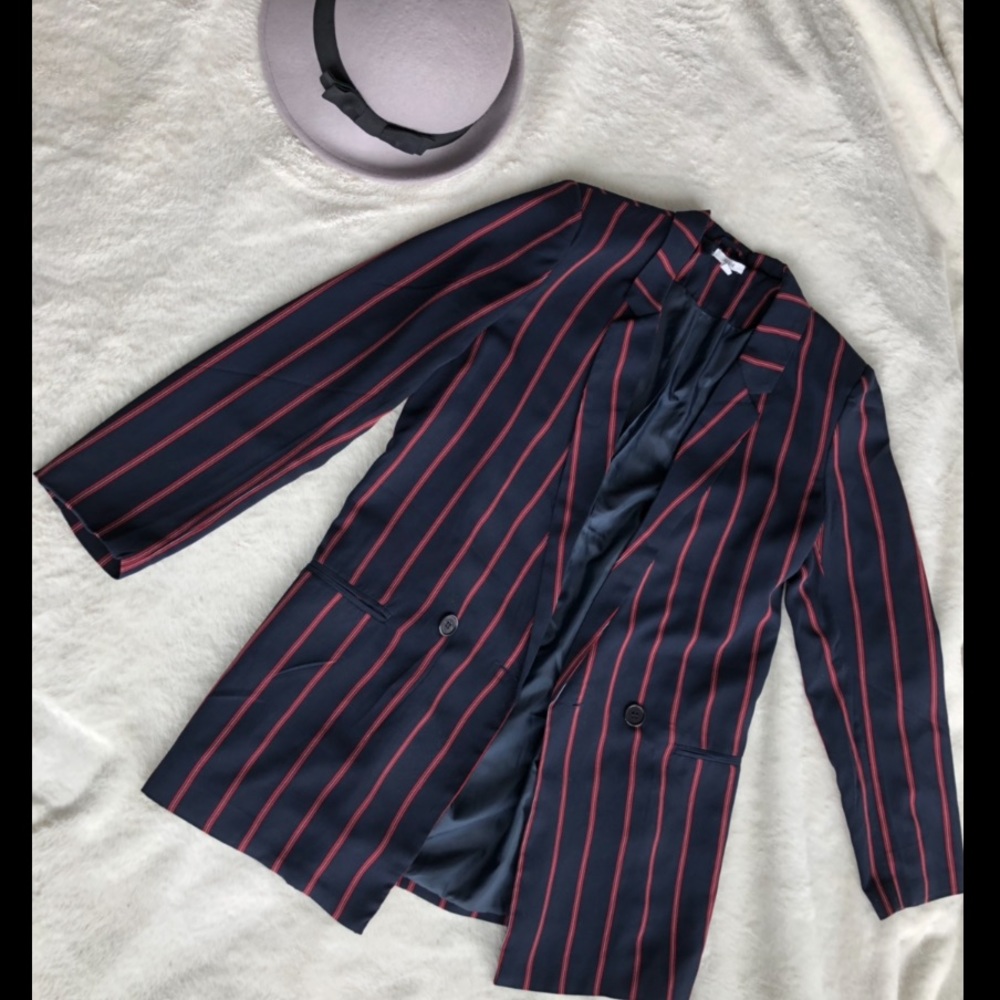Stunning Striped Long Blazer/Overcoat